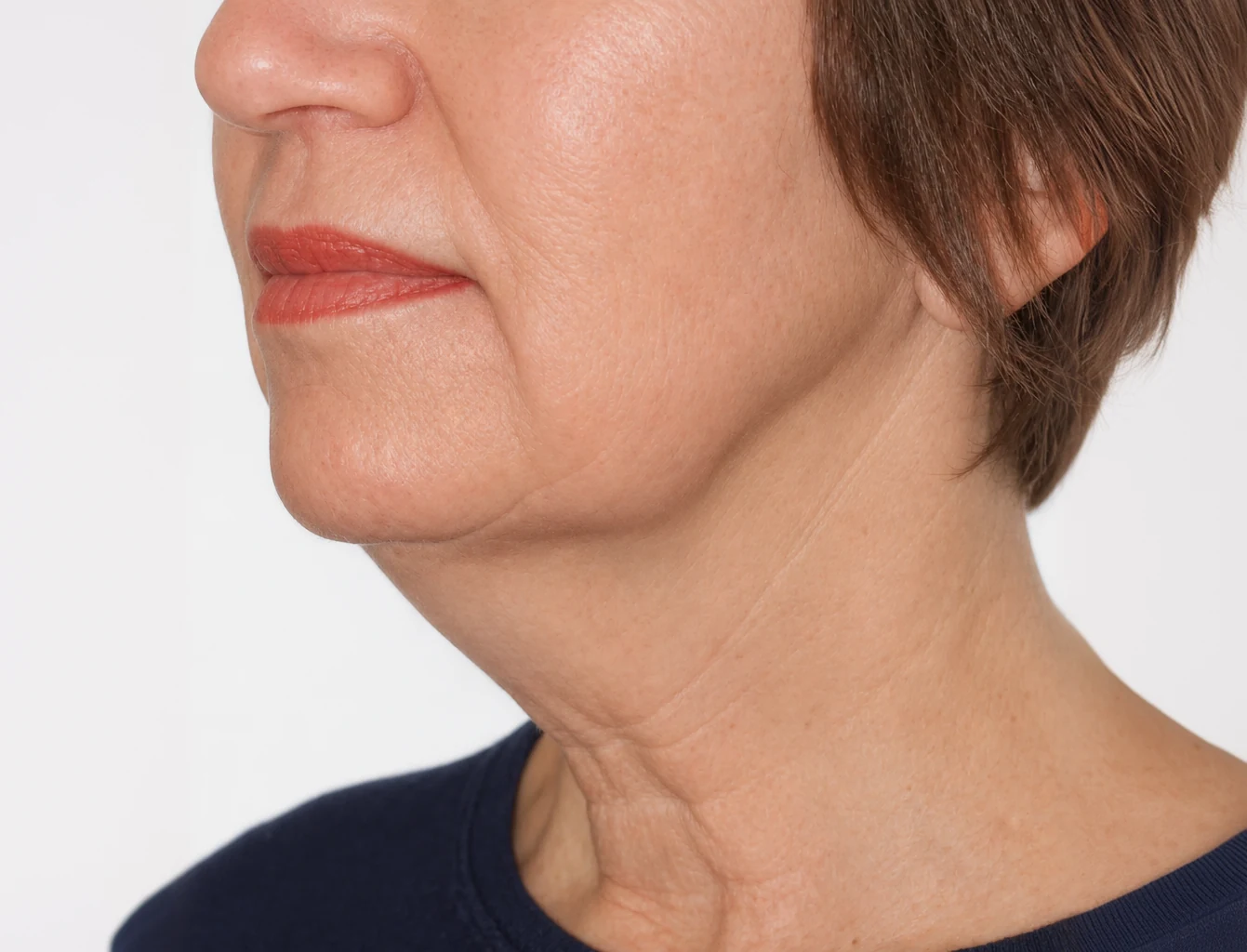 Patient before lower-face and neck treatment